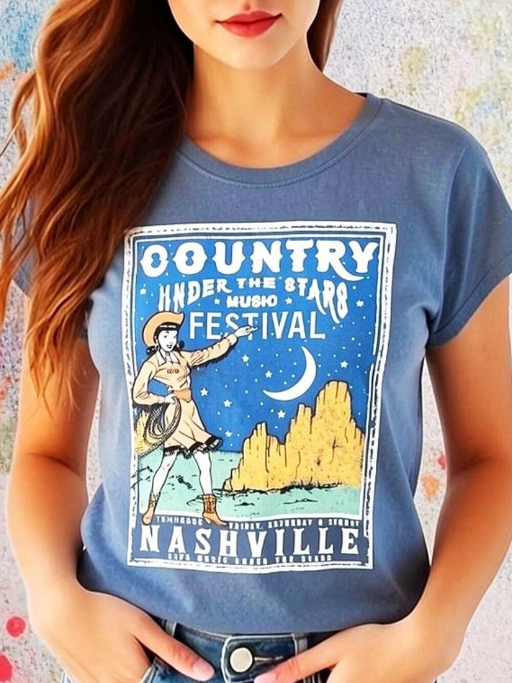 WOMEN'S " COUNTRY UNDER THE STARS MUSIC FESTIVAL " NASHVILLE TOP JUNIOR'S LARGE